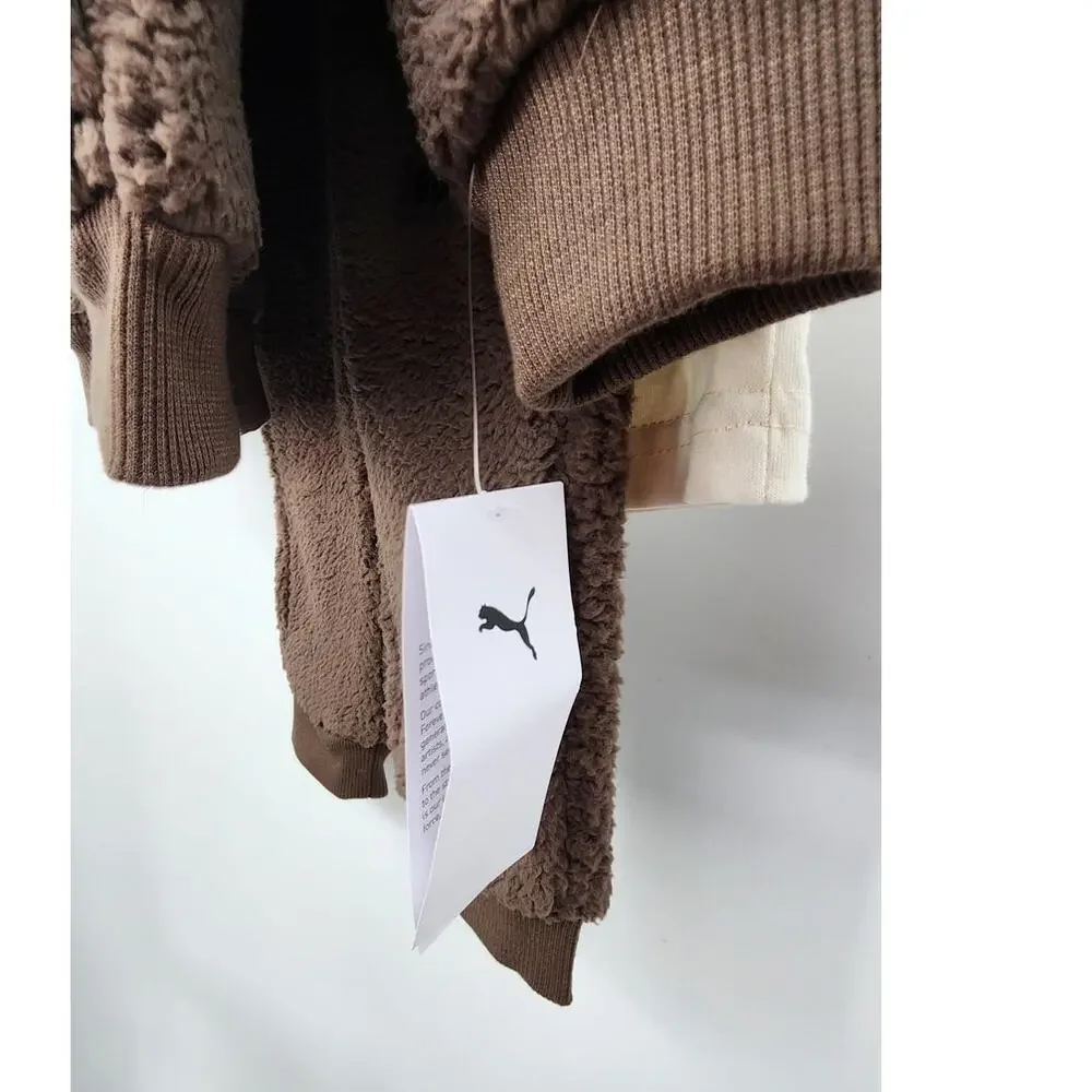 New NWT Puma Baby 3-Piece Sherpa Zip Up Hoodie Set‎ Chocolate Brown 12 Months - Picture 5 of 6